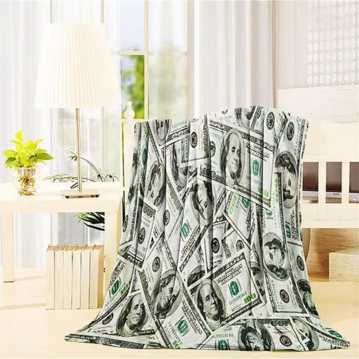 Artistic Money-Themed Throw Blanket