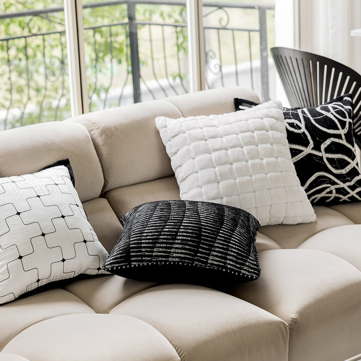Designer decorative pillow with modern line pattern