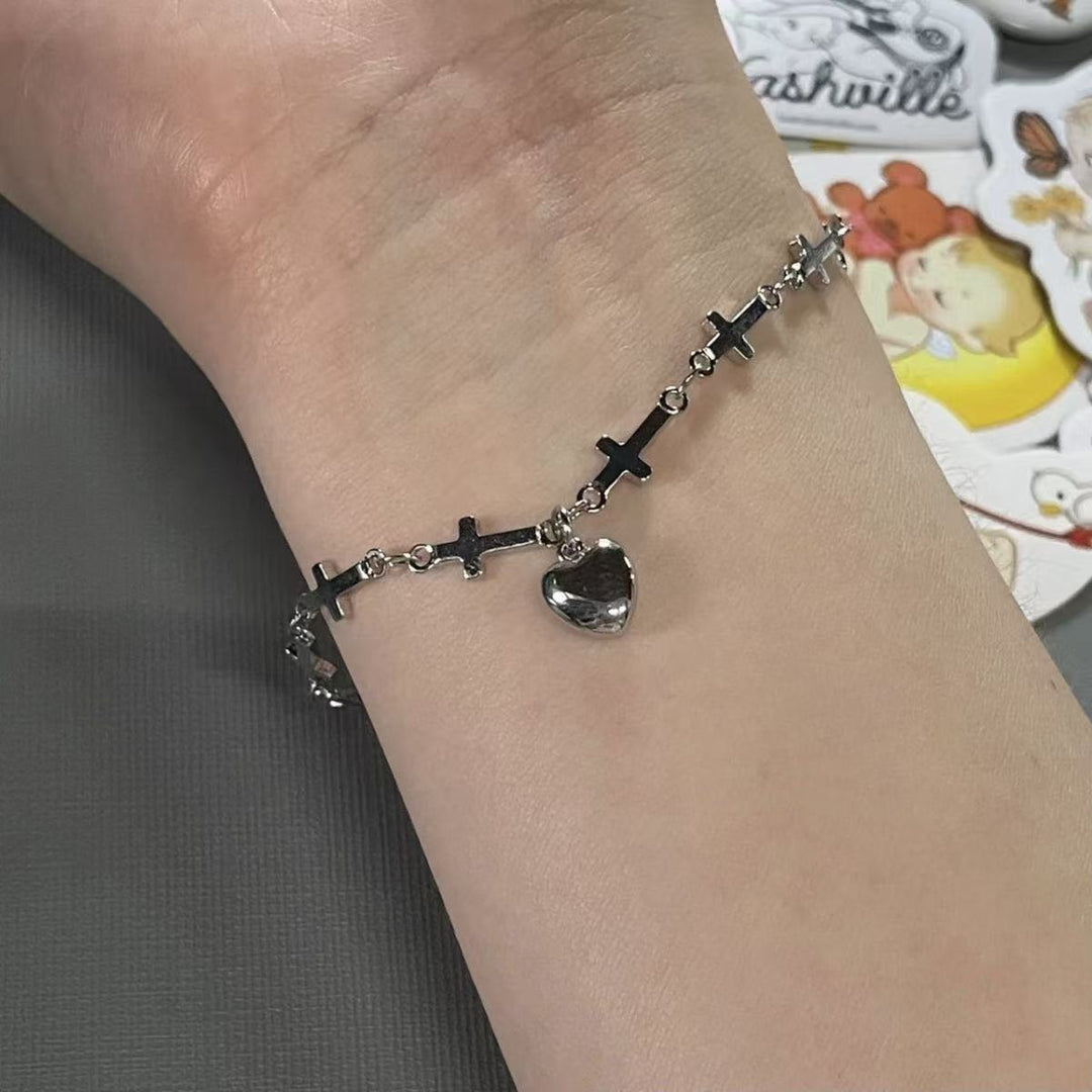 Cross and Heart Charm Bracelet Stornfield