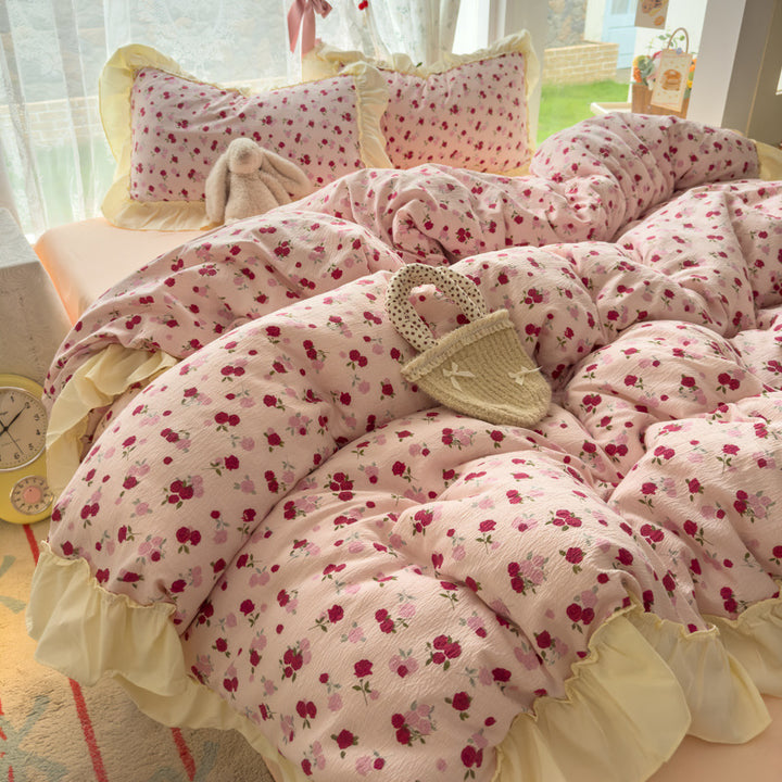 Floral Ruffled Bedding Comforter Set