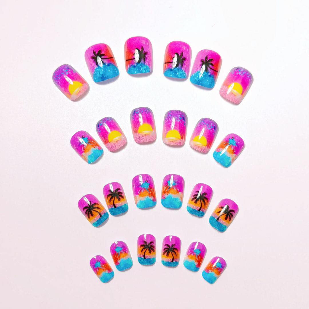 Artificial nails with luminous sunset design Stornfield