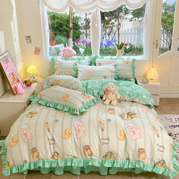 Children's Playful Strawberry Print Bedding Set
