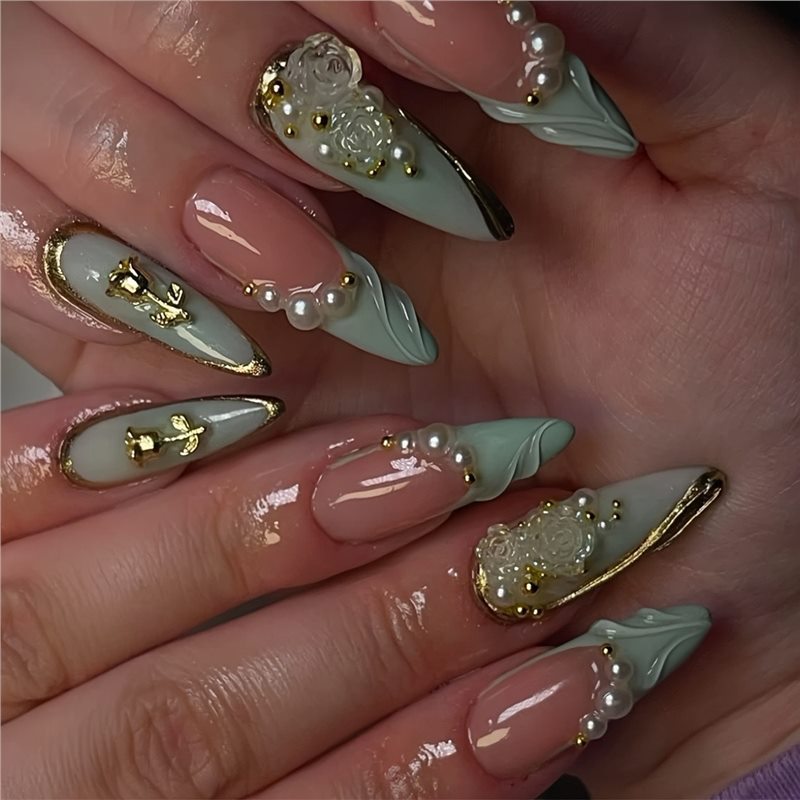 Decorative Long Stiletto Press-On Nail Art Stornfield