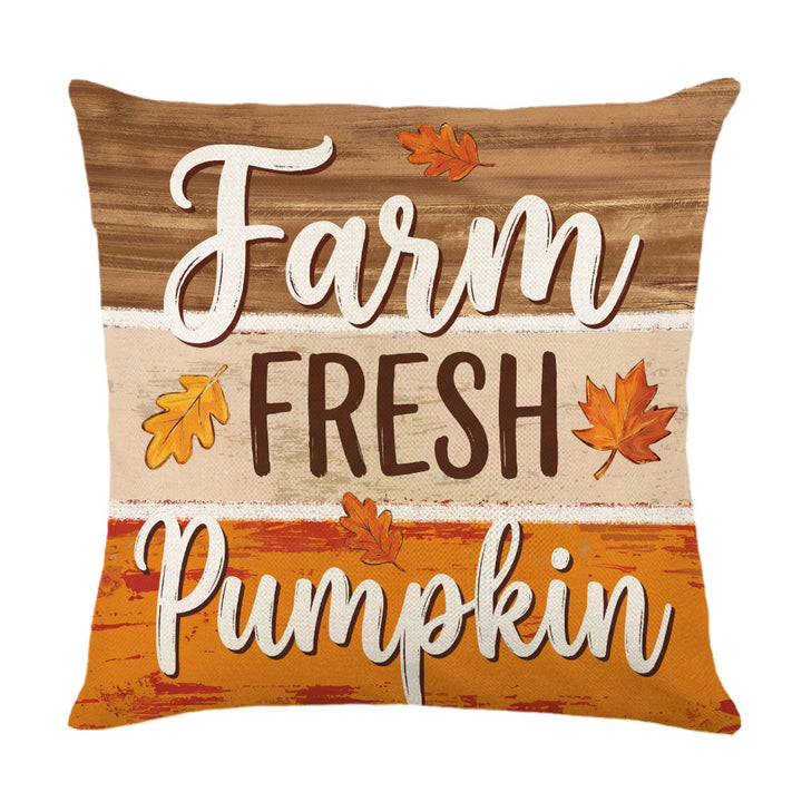 Decorative Autumn Basket Pumpkin Sunflower Square Pillow Cover with Hidden Zipper