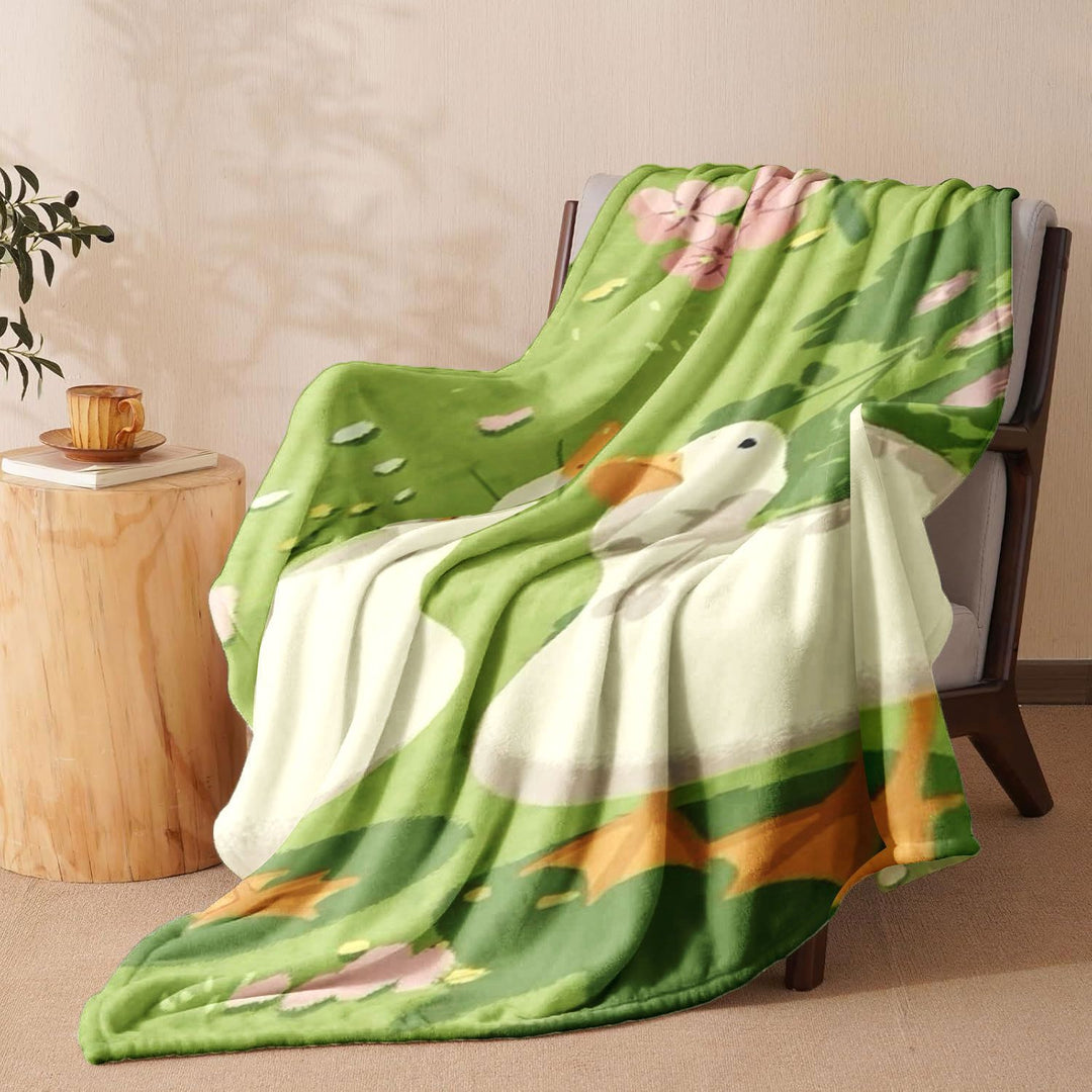 Whimsical Duck-Themed Fleece Throw Blanket