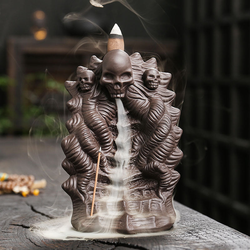 Artistic Skull-Themed Incense Burner