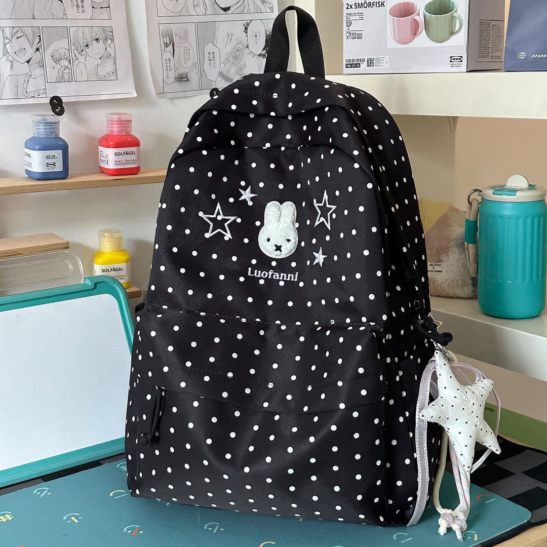 Polka Dot Backpack with Cute Character Accents Stornfield