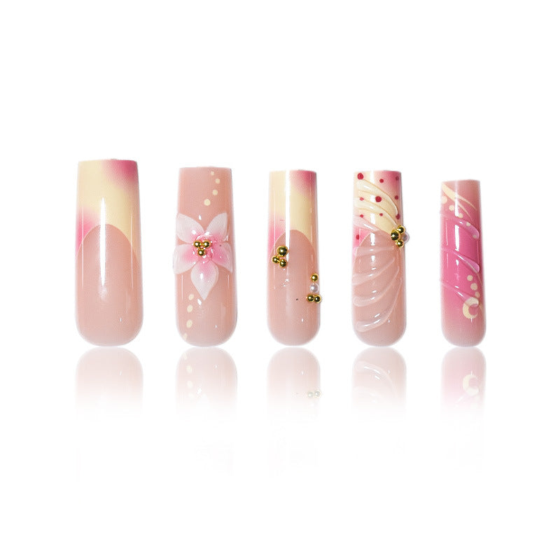 Artistic Floral and Polka Dot Press-On Nail Set Stornfield