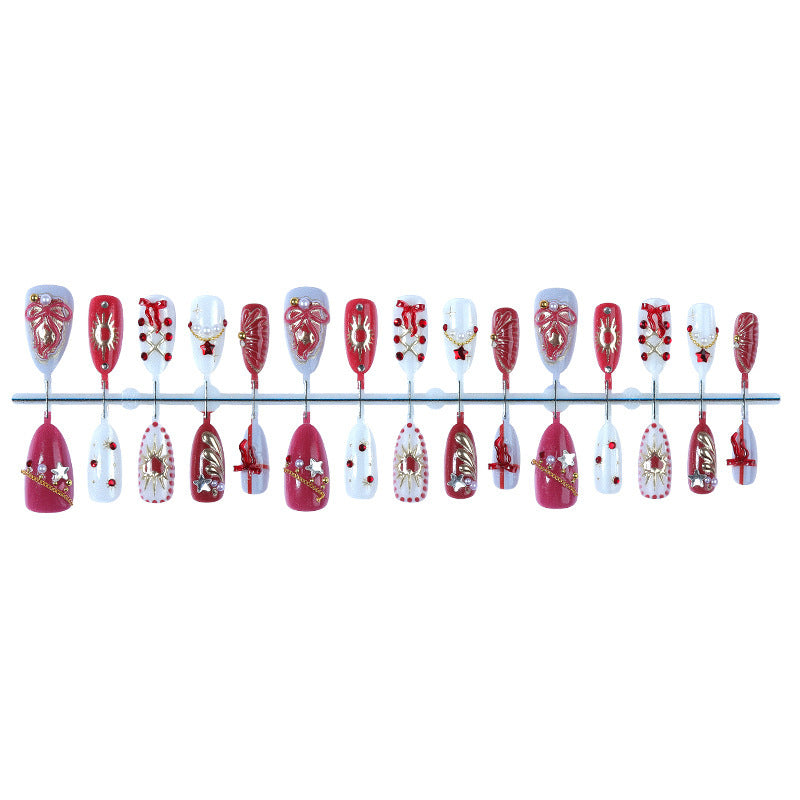 Artificial nail set with festive Christmas and glamour designs Stornfield
