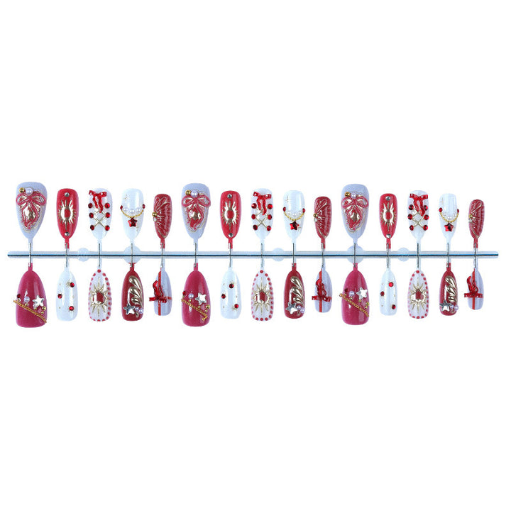 Artificial nail set with festive Christmas and glamour designs Stornfield