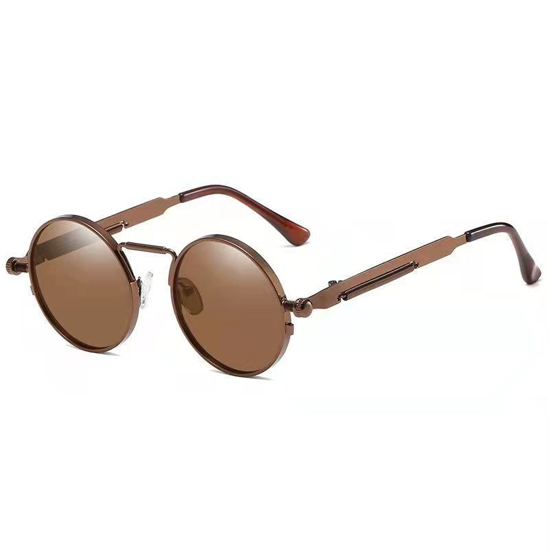 Ladies Round Metal Sunglasses with Mirrored Lenses Stornfield