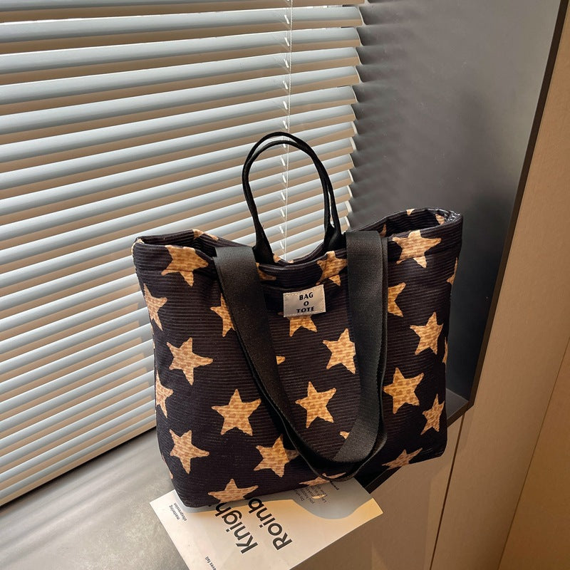 Star-Patterned Canvas Tote Bag