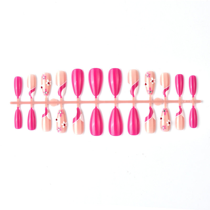 Artistic Press-On Nail Art Set with Floral and Ombre Designs Stornfield