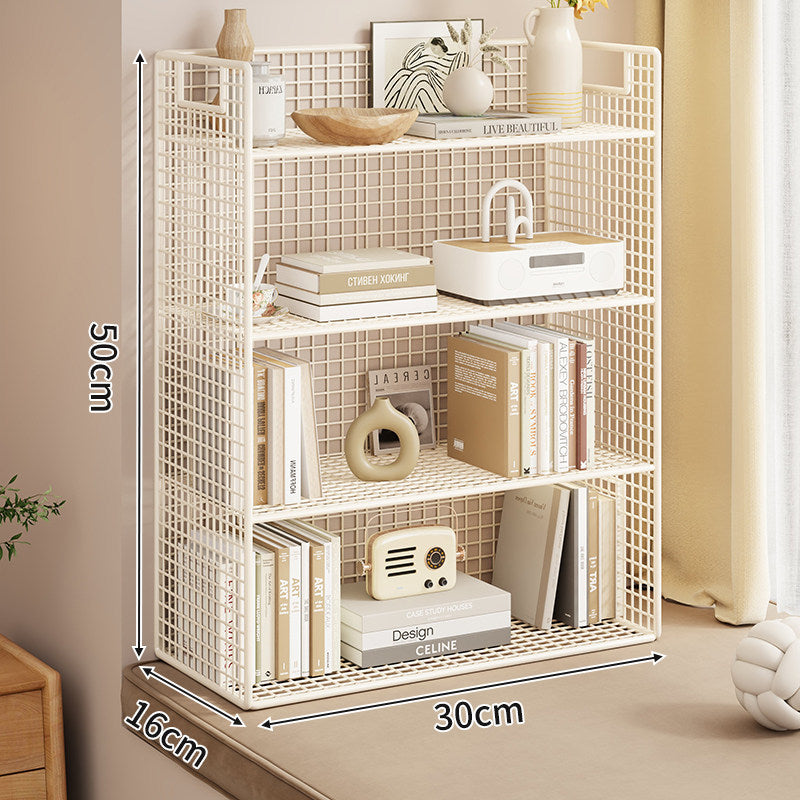 Tiered Metal Grid Countertop Display Shelf Organizer with Open Mesh Panels