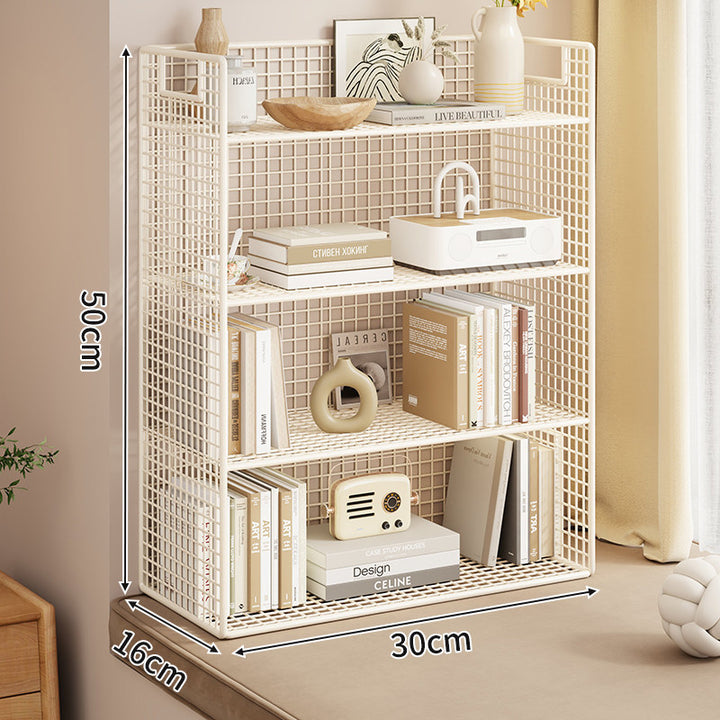 Tiered Metal Grid Countertop Display Shelf Organizer with Open Mesh Panels