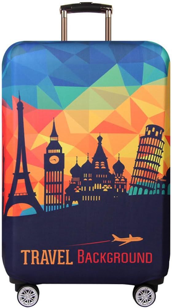 Unisex non-elastic suitcase protective cover with world travel design for hard-shell trolley and spinner wheels Stornfield