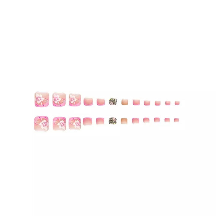 Decorative Floral Press-On Nails Set with 3D Accents Stornfield