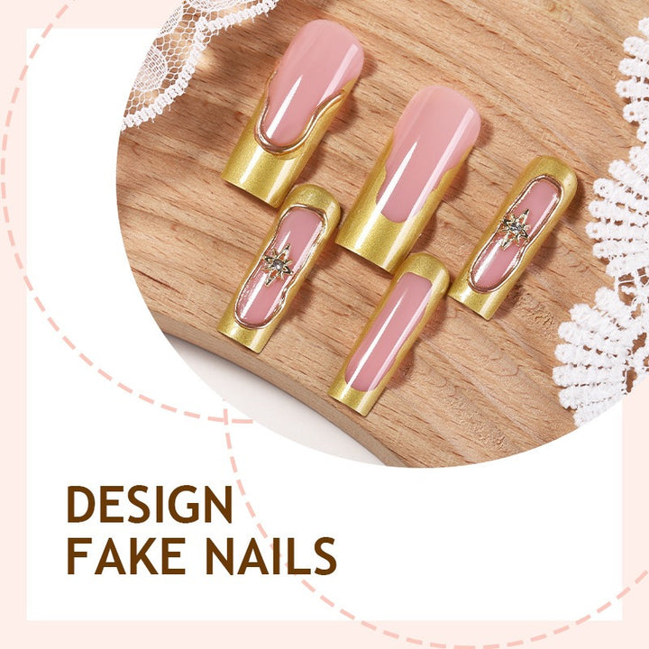 Acrylic nail set with extravagant gold accents Stornfield