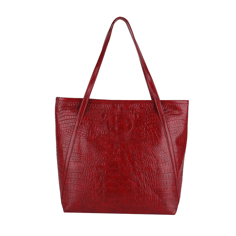 Crocodile-Embossed Leather Tote Bag Stornfield