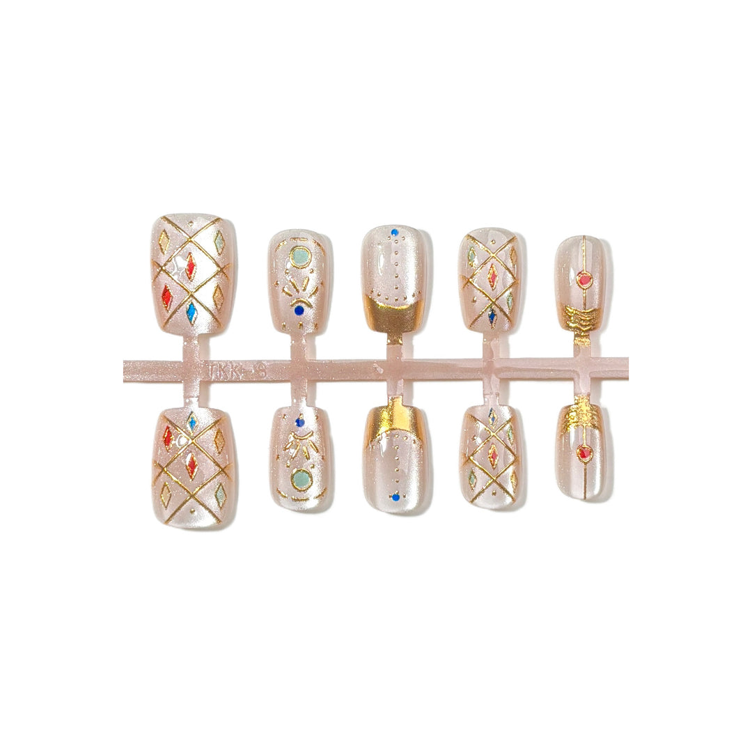 Luxurious Metallic Detailed Press-On Nail Set