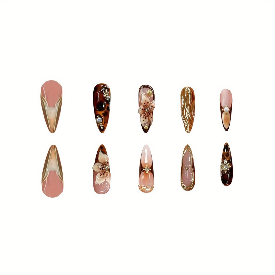 Elegant Floral Acrylic Press-On Nail Set Stornfield