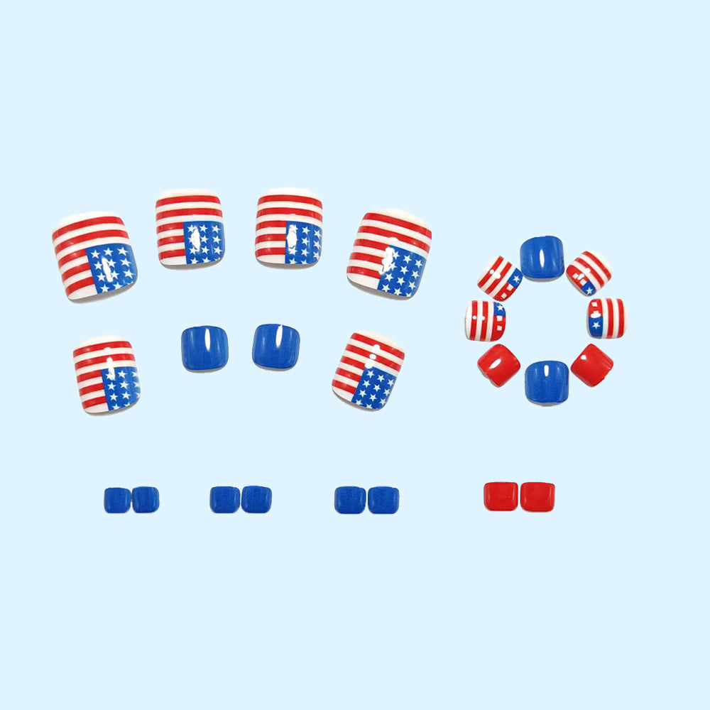 Patriotic style artificial nails with flag motifs Stornfield