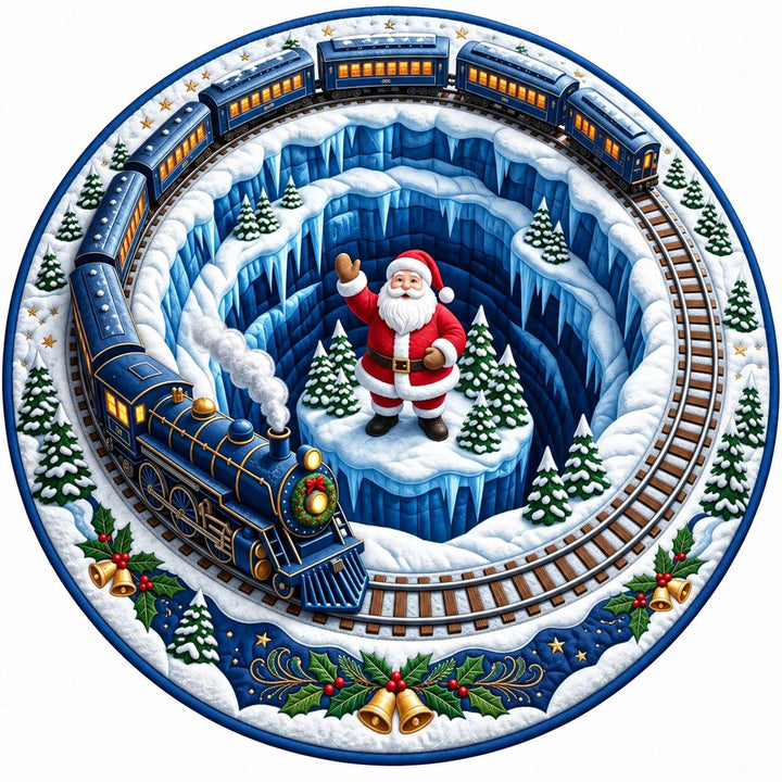 Festive Santa Claus Themed Round Mat for Home