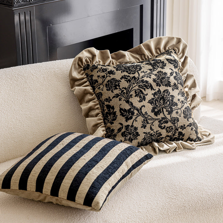 Fluffy decorative pillow with floral pattern
