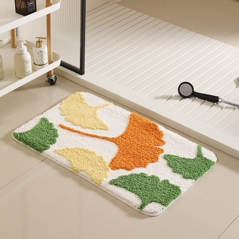 Artistic Leaf Pattern Bath Mat