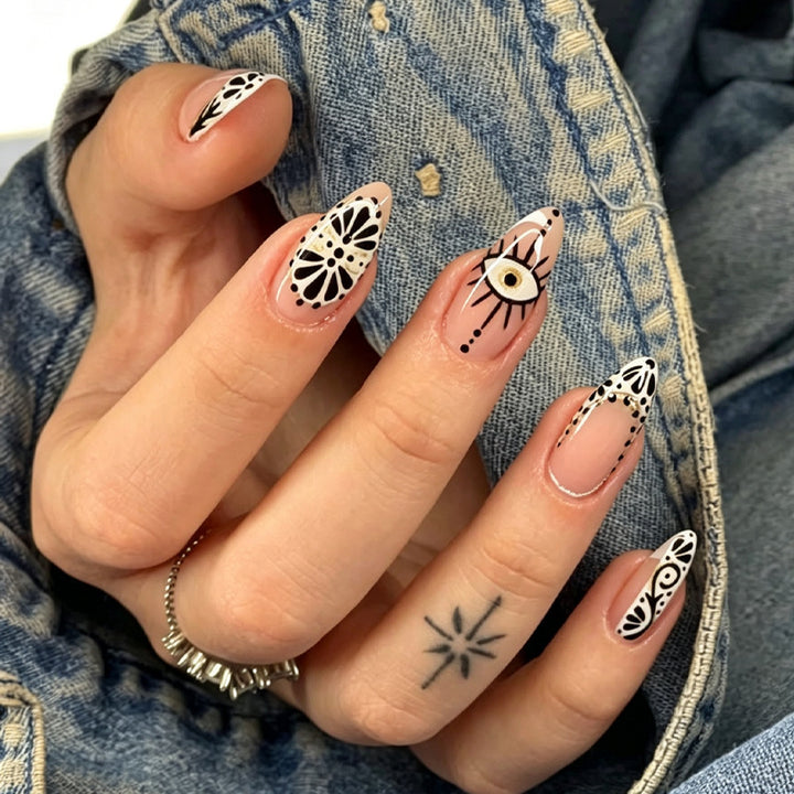 Acrylic nail set with creative and stylish decorations Stornfield