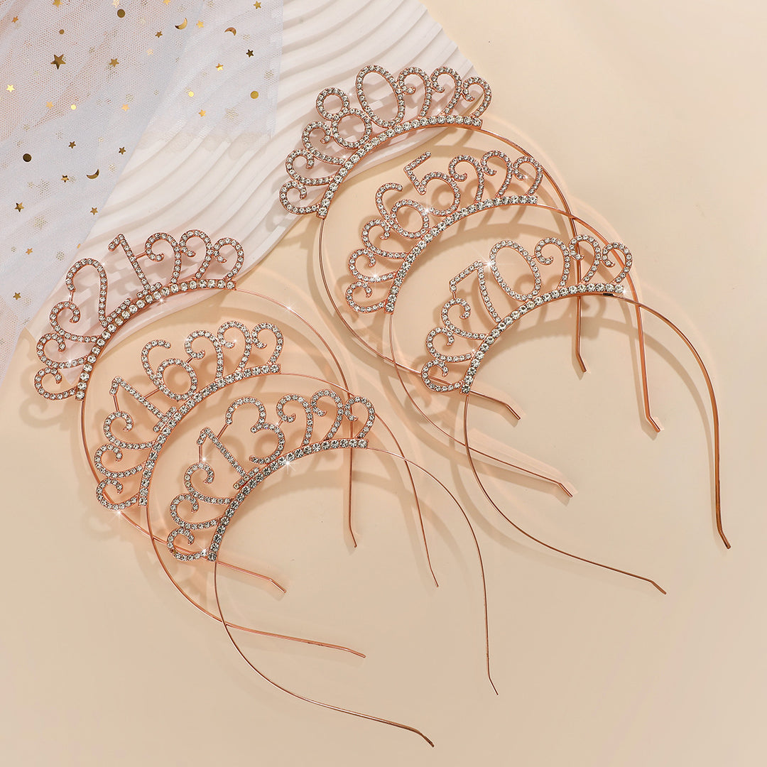 Ladies Crystal Tiara with Custom Designed Number Motif Stornfield