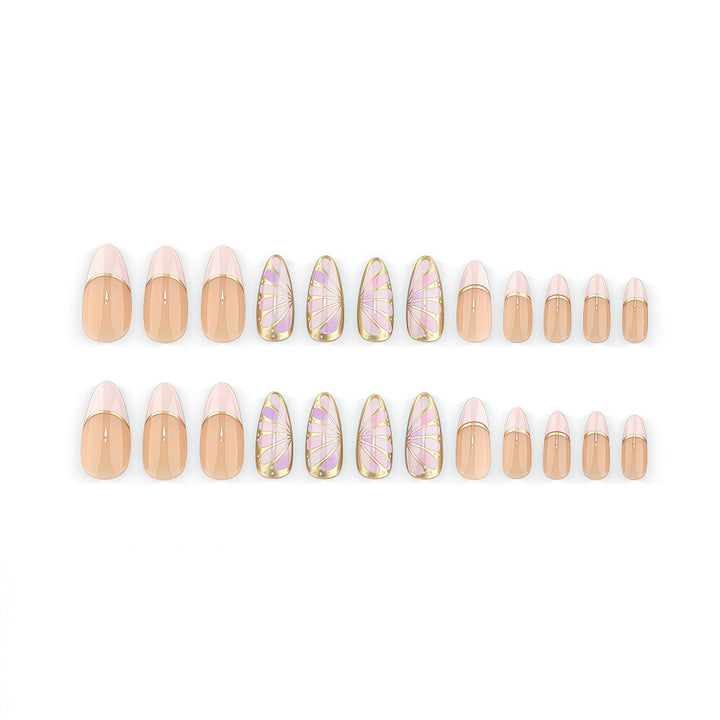 Artificial nails with luxurious gold edge and filigree design Stornfield