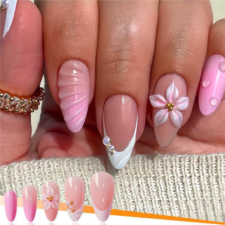3D Floral Acrylic Nail Art Extensions Stornfield