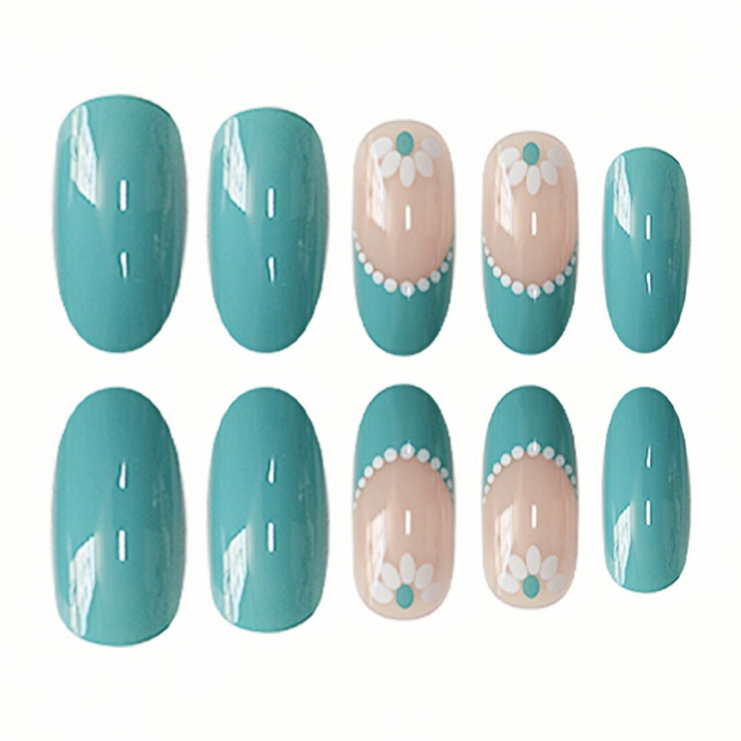 Decorative Floral Gel Press-On Nails Stornfield
