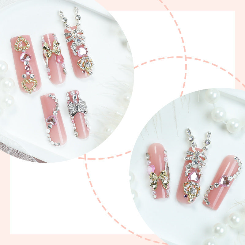 Decorative Press-On Nail Art Set with Glamorous Gem Accents Stornfield