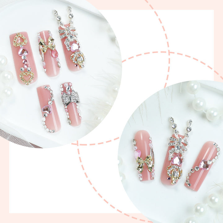 Decorative Press-On Nail Art Set with Glamorous Gem Accents Stornfield