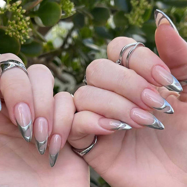Exclusive Stiletto Artificial Nails with Metallic Accents Stornfield