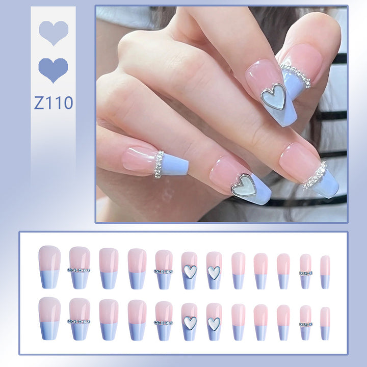 Artificial nails with romantic heart and glitter decorations Stornfield
