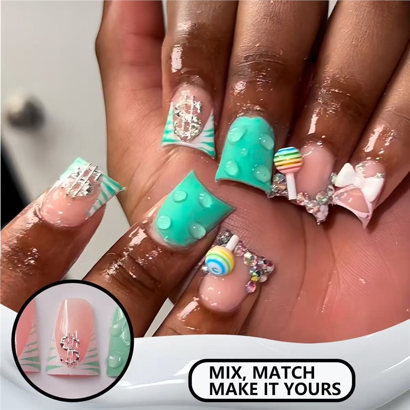 Playful Themed Press-On Nails Stornfield