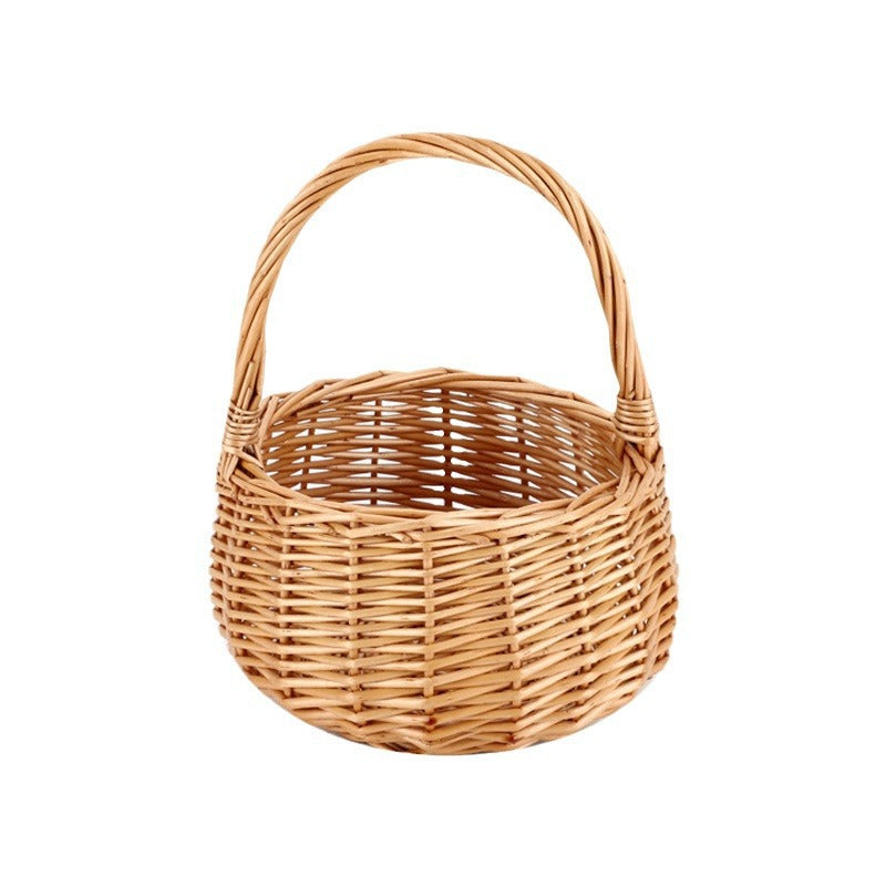 Handcrafted storage basket with wooden handle Stornfield