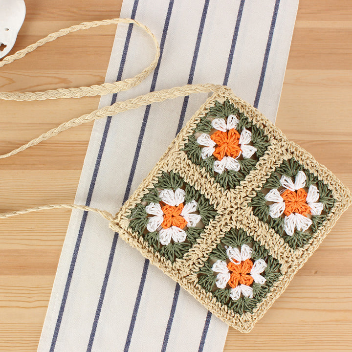 Hand-knotted shoulder bag in floral design Stornfield