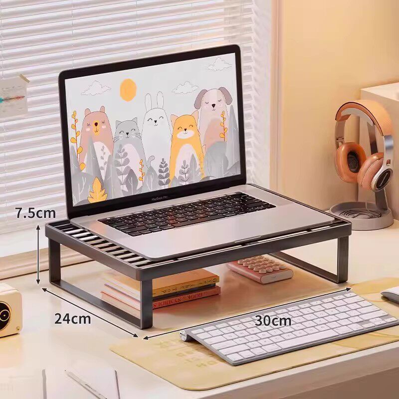 Ergonomic Desktop Monitor Lift with Ventilated Under-Shelf Organizer