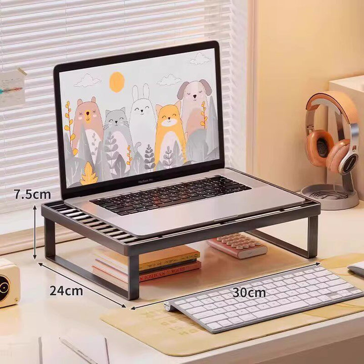 Ergonomic Desktop Monitor Lift with Ventilated Under-Shelf Organizer