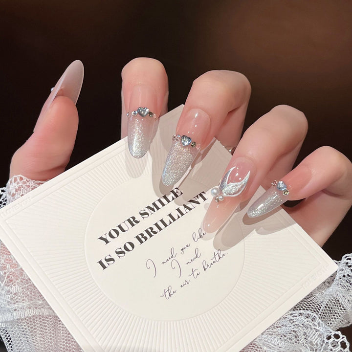 Elegant Decorative Press-On Nail Extensions with Pearls Stornfield