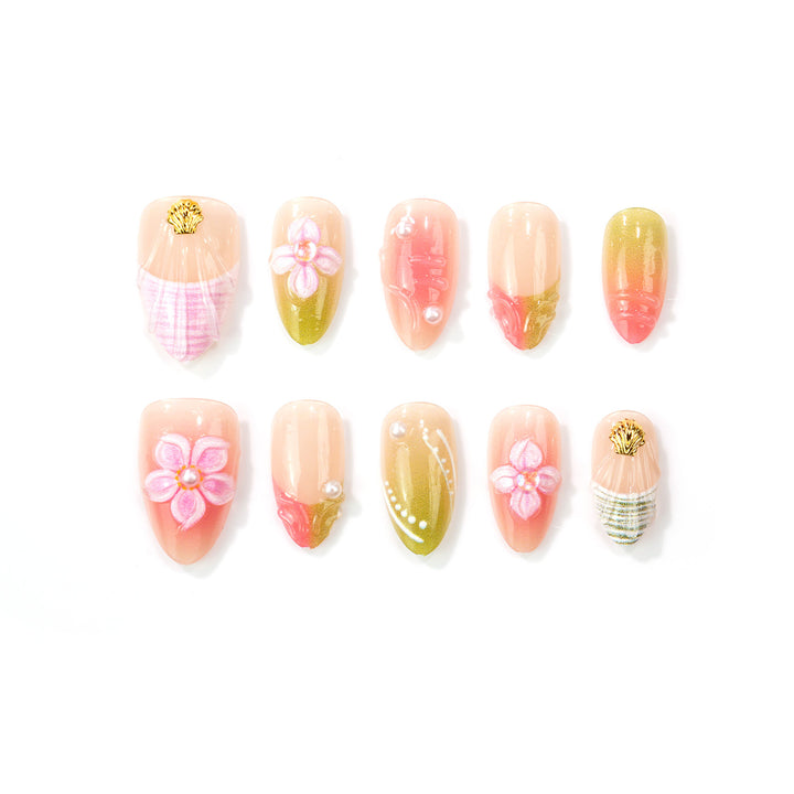 Artistic Floral-Themed Press-On Nail Set Stornfield