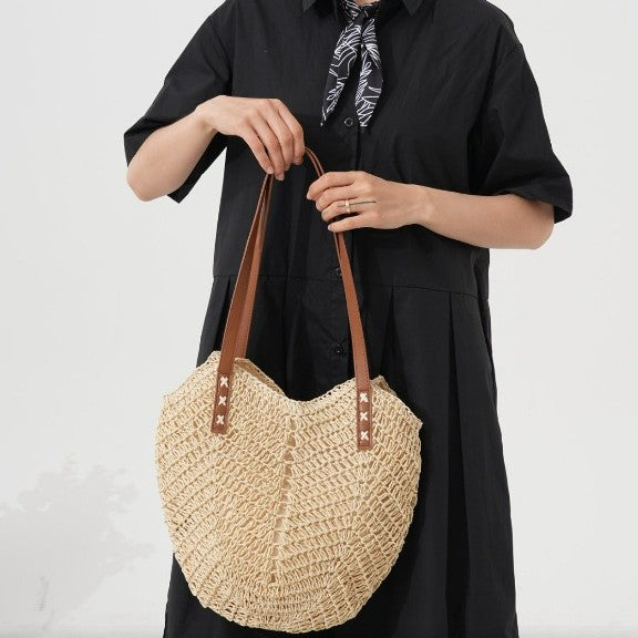 Elegant Bast shoulder bag with leather accents Stornfield