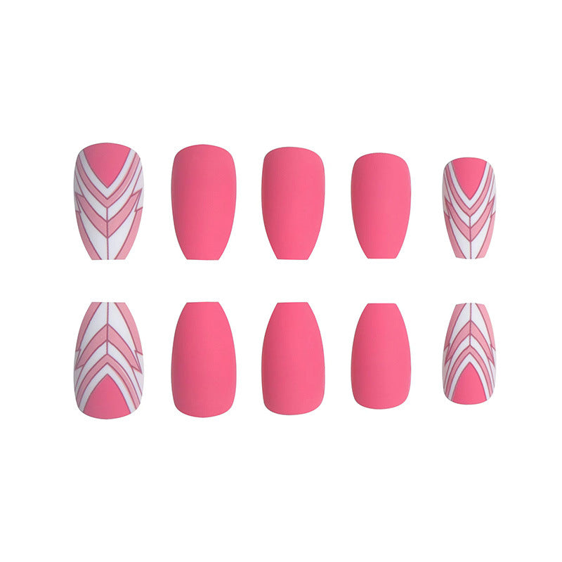 Trendy Geometric Pattern Long Press-On Nails Stornfield