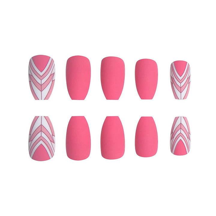 Trendy Geometric Pattern Long Press-On Nails Stornfield