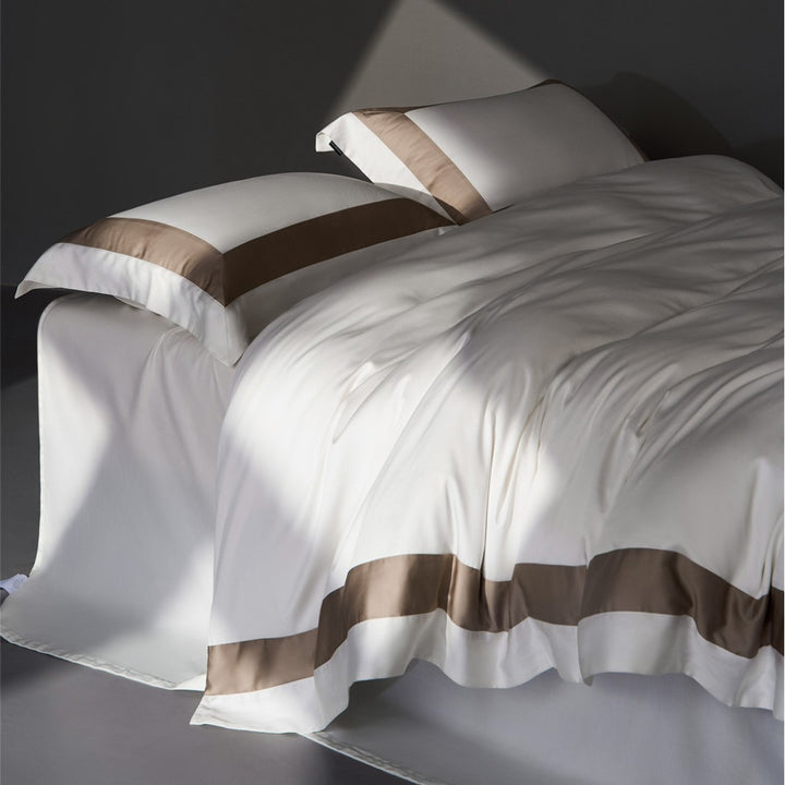 Luxury Satin Duvet Cover Set with Contrast Border and Pillow Shams