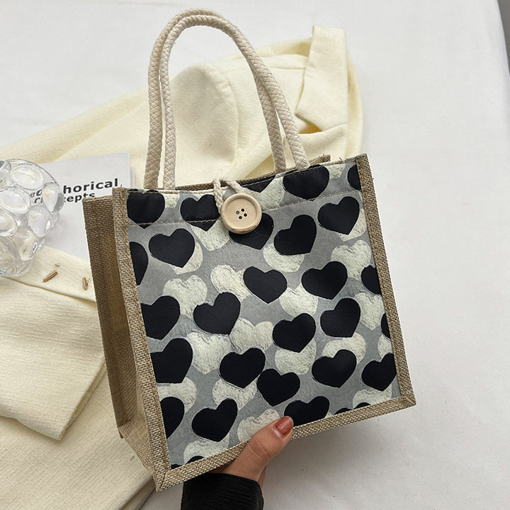 Heart-Patterned Casual Tote Bag